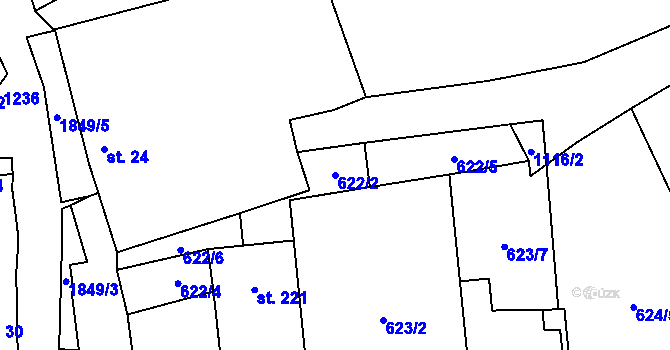 Parcela st. 622/2 v KÚ Chlum u Třeboně, Katastrální mapa