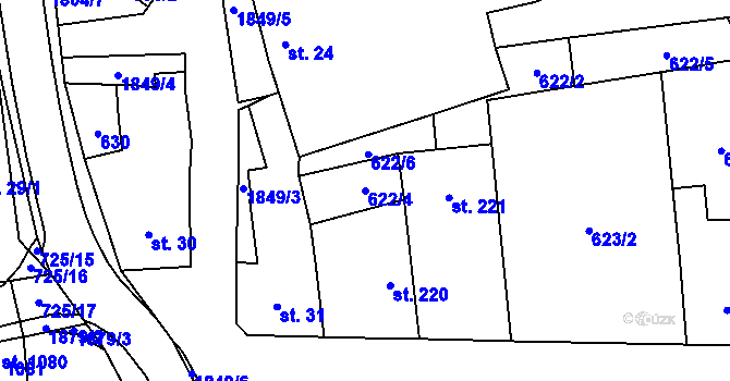 Parcela st. 622/4 v KÚ Chlum u Třeboně, Katastrální mapa
