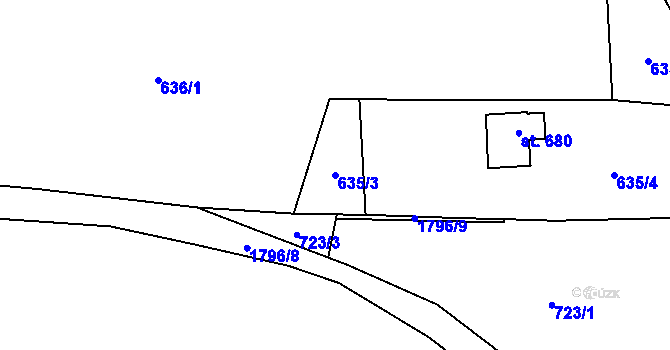 Parcela st. 635/3 v KÚ Chlum u Třeboně, Katastrální mapa
