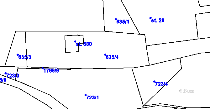 Parcela st. 635/4 v KÚ Chlum u Třeboně, Katastrální mapa