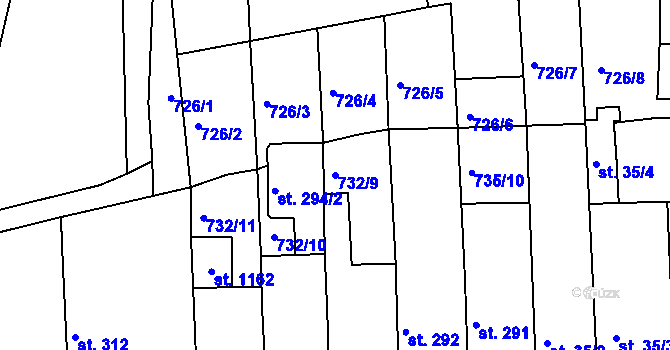 Parcela st. 732/9 v KÚ Chlum u Třeboně, Katastrální mapa