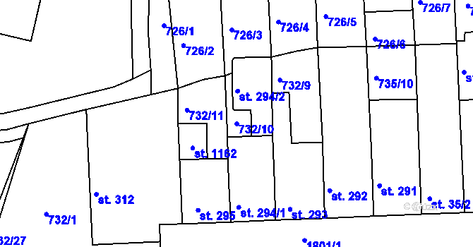 Parcela st. 732/10 v KÚ Chlum u Třeboně, Katastrální mapa
