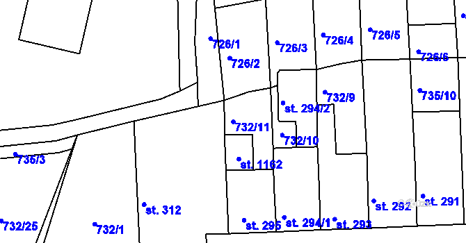 Parcela st. 732/11 v KÚ Chlum u Třeboně, Katastrální mapa