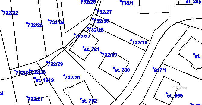 Parcela st. 732/19 v KÚ Chlum u Třeboně, Katastrální mapa