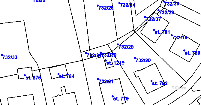 Parcela st. 732/30 v KÚ Chlum u Třeboně, Katastrální mapa