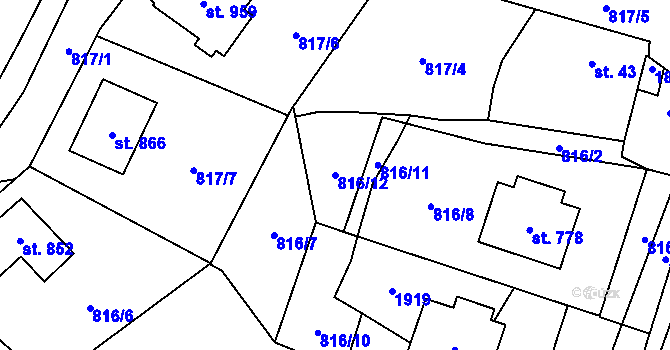 Parcela st. 816/12 v KÚ Chlum u Třeboně, Katastrální mapa