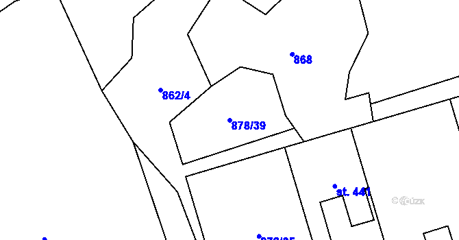 Parcela st. 878/39 v KÚ Chlum u Třeboně, Katastrální mapa