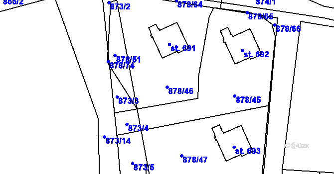 Parcela st. 878/46 v KÚ Chlum u Třeboně, Katastrální mapa