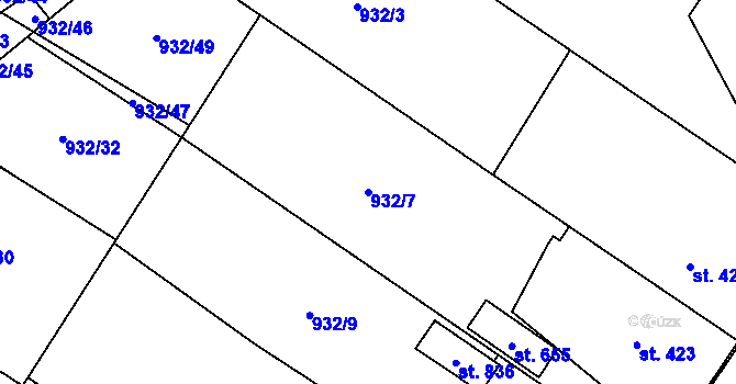 Parcela st. 932/7 v KÚ Chlum u Třeboně, Katastrální mapa