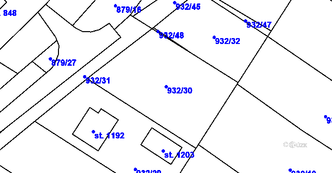 Parcela st. 932/30 v KÚ Chlum u Třeboně, Katastrální mapa