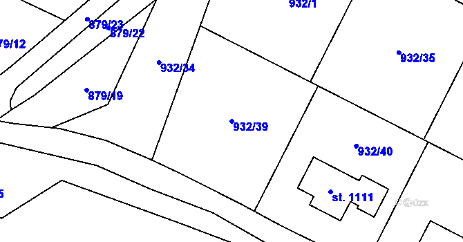 Parcela st. 932/39 v KÚ Chlum u Třeboně, Katastrální mapa