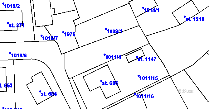 Parcela st. 1011/4 v KÚ Chlum u Třeboně, Katastrální mapa