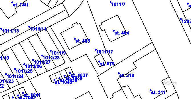 Parcela st. 1011/17 v KÚ Chlum u Třeboně, Katastrální mapa