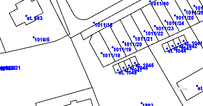 Parcela st. 1011/18 v KÚ Chlum u Třeboně, Katastrální mapa