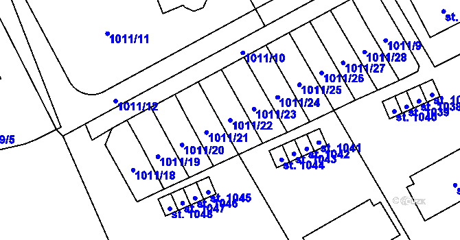 Parcela st. 1011/22 v KÚ Chlum u Třeboně, Katastrální mapa