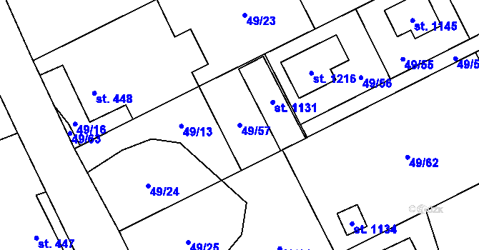 Parcela st. 49/57 v KÚ Chlum u Třeboně, Katastrální mapa