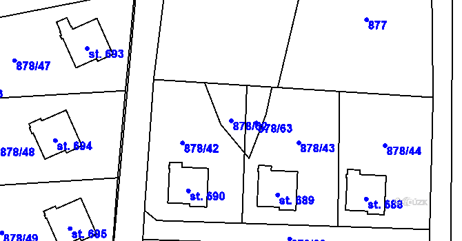 Parcela st. 878/62 v KÚ Chlum u Třeboně, Katastrální mapa