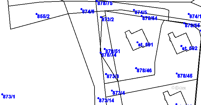 Parcela st. 878/74 v KÚ Chlum u Třeboně, Katastrální mapa