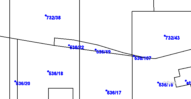 Parcela st. 536/19 v KÚ Chlum u Třeboně, Katastrální mapa