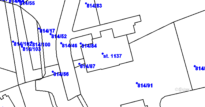 Parcela st. 1137 v KÚ Chlum u Třeboně, Katastrální mapa