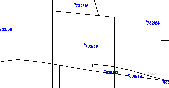 Parcela st. 732/38 v KÚ Chlum u Třeboně, Katastrální mapa