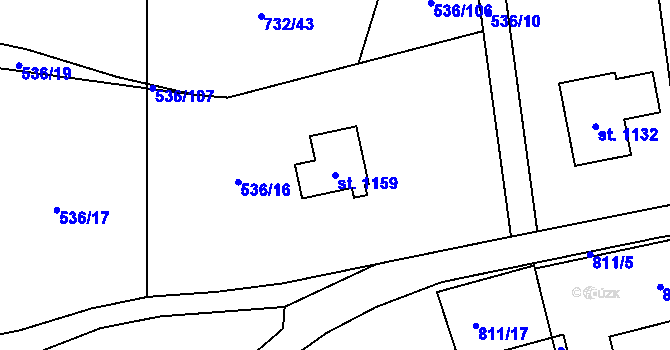 Parcela st. 1159 v KÚ Chlum u Třeboně, Katastrální mapa