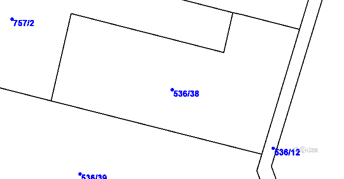 Parcela st. 536/38 v KÚ Chlum u Třeboně, Katastrální mapa