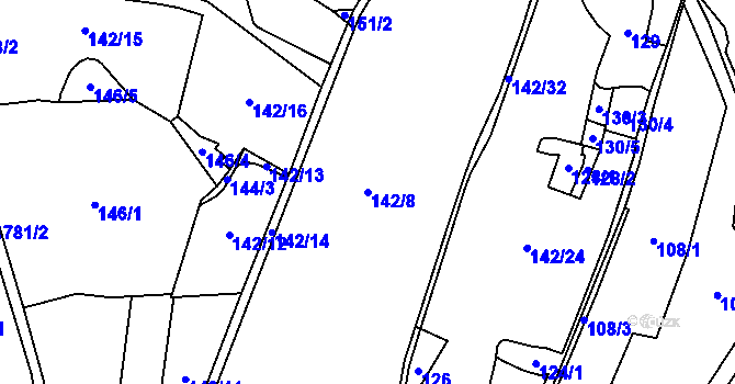 Parcela st. 142/8 v KÚ Chlum u Třeboně, Katastrální mapa