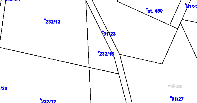 Parcela st. 232/16 v KÚ Chlum u Třeboně, Katastrální mapa