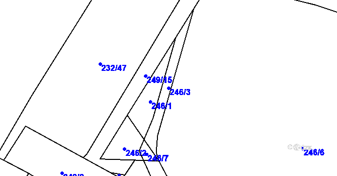 Parcela st. 246/3 v KÚ Chlum u Třeboně, Katastrální mapa