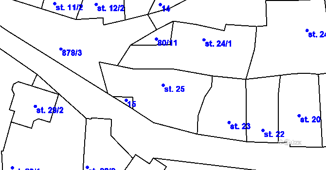Parcela st. 25 v KÚ Chlumany, Katastrální mapa