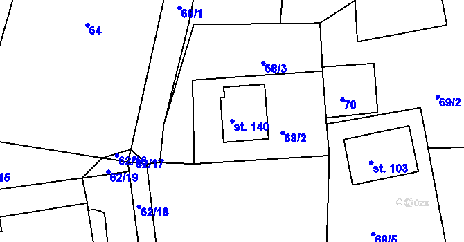 Parcela st. 140 v KÚ Chlumany, Katastrální mapa