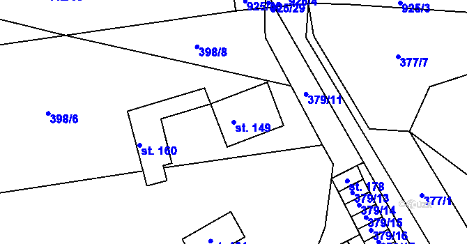 Parcela st. 149 v KÚ Chlumany, Katastrální mapa