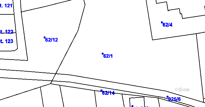 Parcela st. 62/1 v KÚ Chlumany, Katastrální mapa