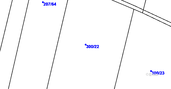 Parcela st. 300/22 v KÚ Chlumany, Katastrální mapa