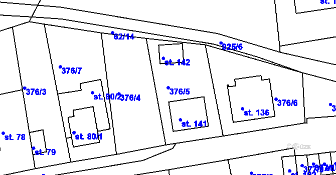 Parcela st. 376/5 v KÚ Chlumany, Katastrální mapa
