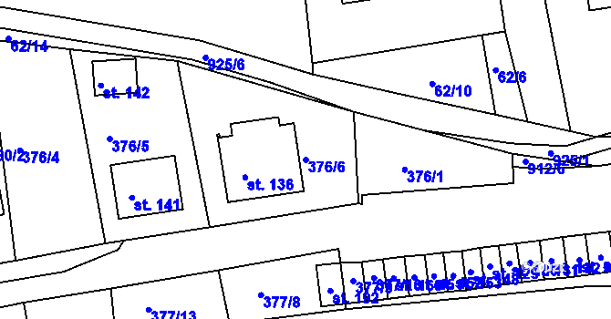 Parcela st. 376/6 v KÚ Chlumany, Katastrální mapa