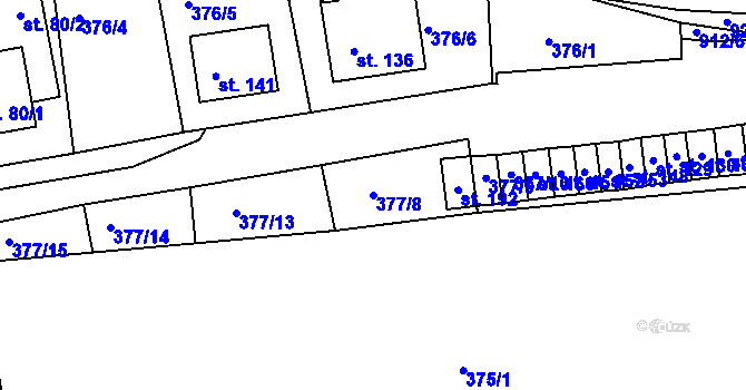 Parcela st. 377/8 v KÚ Chlumany, Katastrální mapa