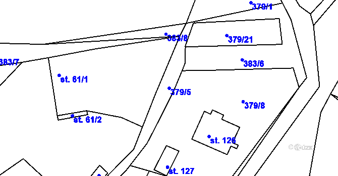 Parcela st. 379/5 v KÚ Chlumany, Katastrální mapa
