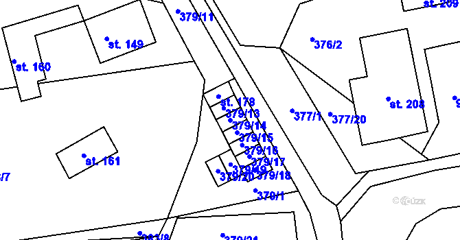 Parcela st. 379/14 v KÚ Chlumany, Katastrální mapa