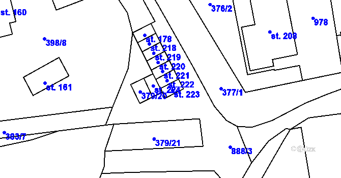 Parcela st. 379/18 v KÚ Chlumany, Katastrální mapa
