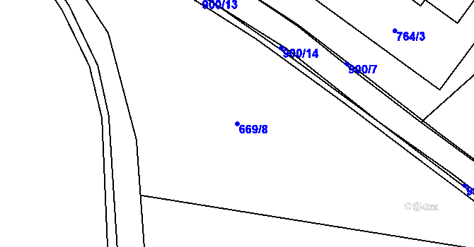 Parcela st. 669/8 v KÚ Chlumany, Katastrální mapa