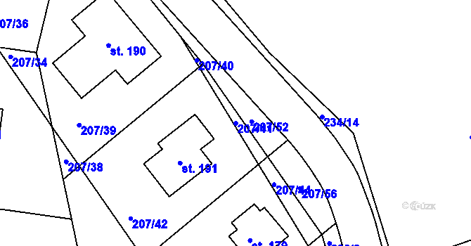Parcela st. 207/41 v KÚ Chlumany, Katastrální mapa