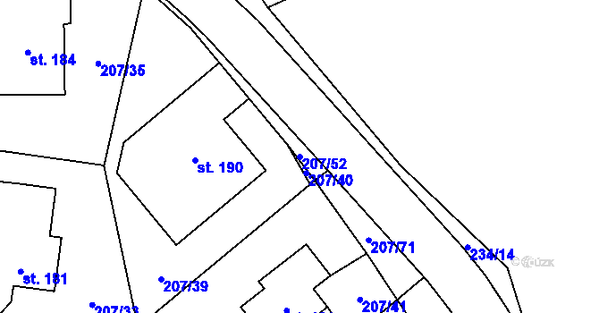 Parcela st. 207/52 v KÚ Chlumany, Katastrální mapa