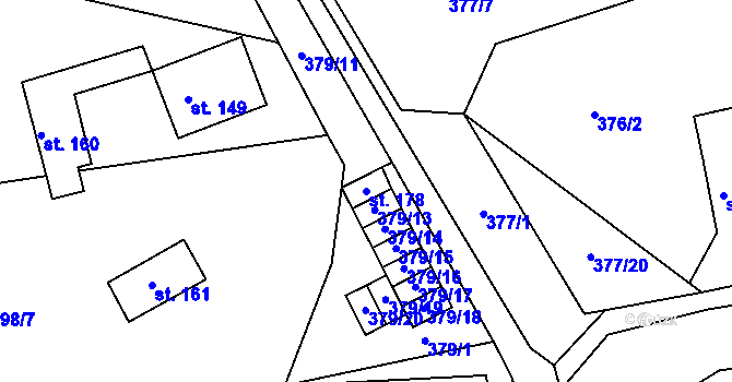 Parcela st. 178 v KÚ Chlumany, Katastrální mapa
