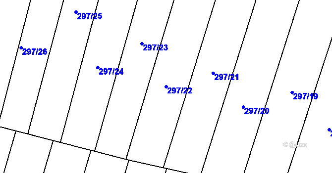 Parcela st. 297/22 v KÚ Chlumany, Katastrální mapa