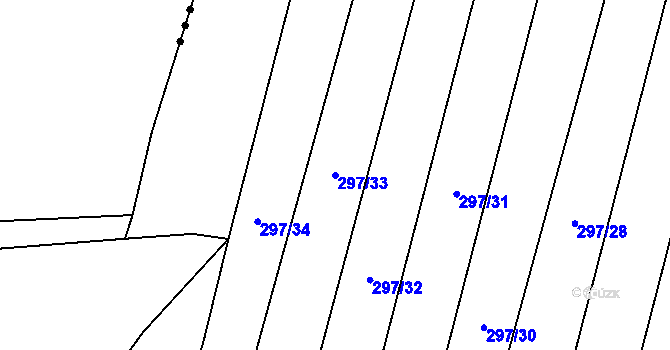 Parcela st. 297/33 v KÚ Chlumany, Katastrální mapa