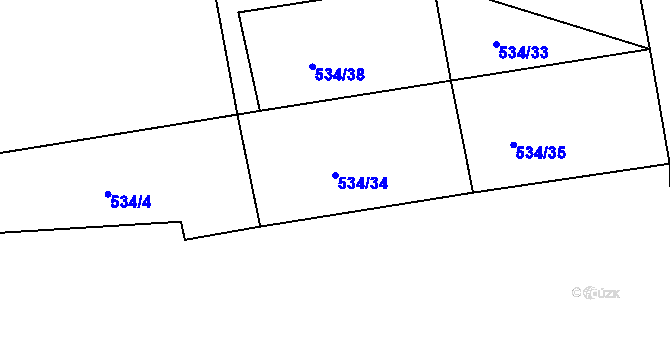 Parcela st. 534/34 v KÚ Chlumany, Katastrální mapa