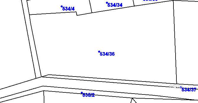 Parcela st. 534/36 v KÚ Chlumany, Katastrální mapa