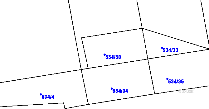 Parcela st. 534/38 v KÚ Chlumany, Katastrální mapa